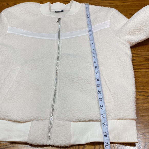 Zyia Active Fleece Jacket Flying V Cream Bomber Style Size L - Picture 5 of 15